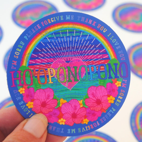 Ho'oponopono Rainbow Magnet Hawaiian Prayer Fridge Magnet, I'm Sorry, Please Forgive me, Thank you, I Love You, Mindfulness Gift Meditation
