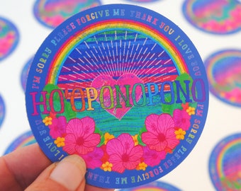 Ho'oponopono Imán de arco iris Imán de nevera de oración hawaiana, lo siento, por favor, perdóname, gracias, te amo, meditación de regalo de atención plena