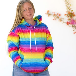 Floral rainbow stripe hoodie