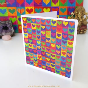 Lots of Love Art Greetings Card-  A  colourful and positive greetings card from my original mixed media painting