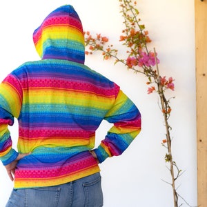 Floral Rainbow Stripe Hoodie A Happy & Positive Hoodie with a Rainbow Gradient of Boho Flowers Hippie Hoodie Festival Hoodie Pride Hoodie image 7