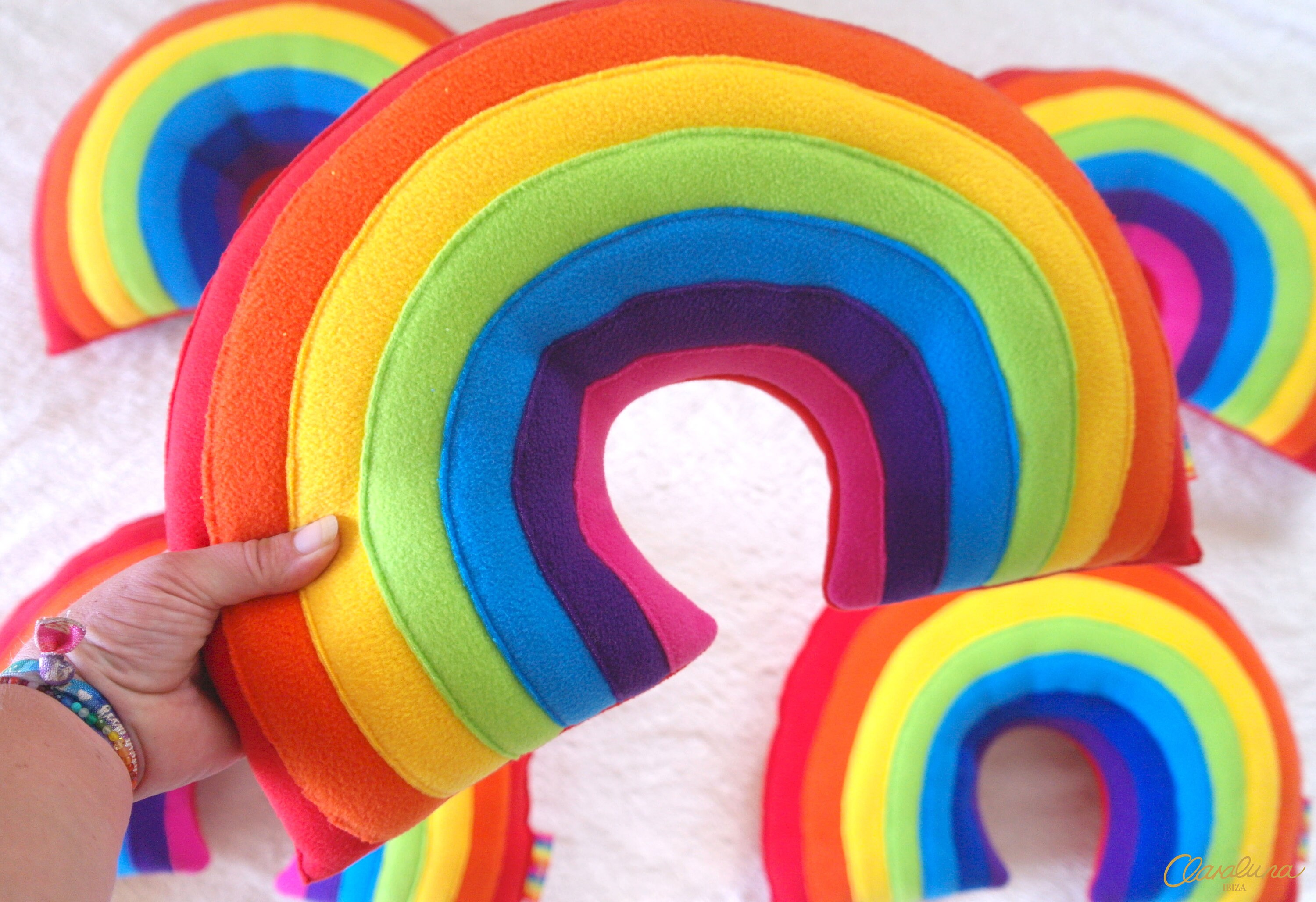 Rainbow Plush Pillow A Cute and Funky Plush Fleece Rainbow Etsy