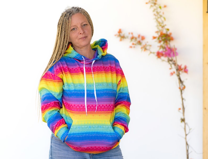 Floral rainbow stripe hoodie