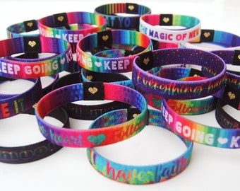 Wristbands Seconds Sale - Not Quite Perfect Colourful Affirmation Rainbow Wristband Positive Stretch Bracelet Motivational and Inspirational