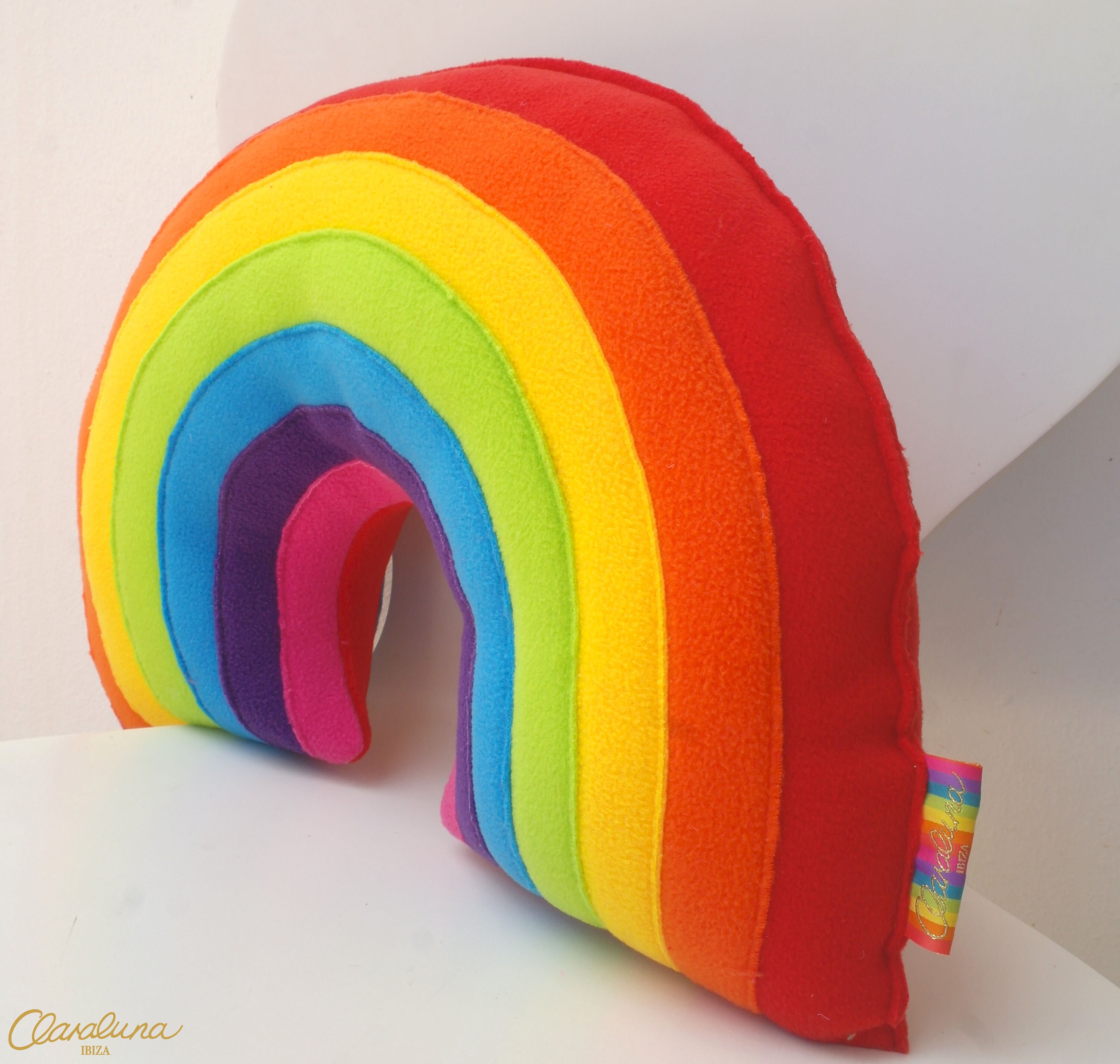 Rainbow Plush Pillow A Cute and Funky Plush Fleece Rainbow Etsy