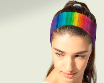 Rainbow Stripe Headband. Funky Rainbow Hair Accessories. Rainbow Stripe Hair Band. Rainbow Gifts. Rainbow Workout Headband.