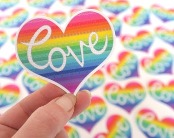 Rainbow Heart Vinyl Sticker - A Love Heart Sticker with a Rainbow of Positivity. Laptop Sticker. Gay Pride Sticker. Positive Car Sticker.