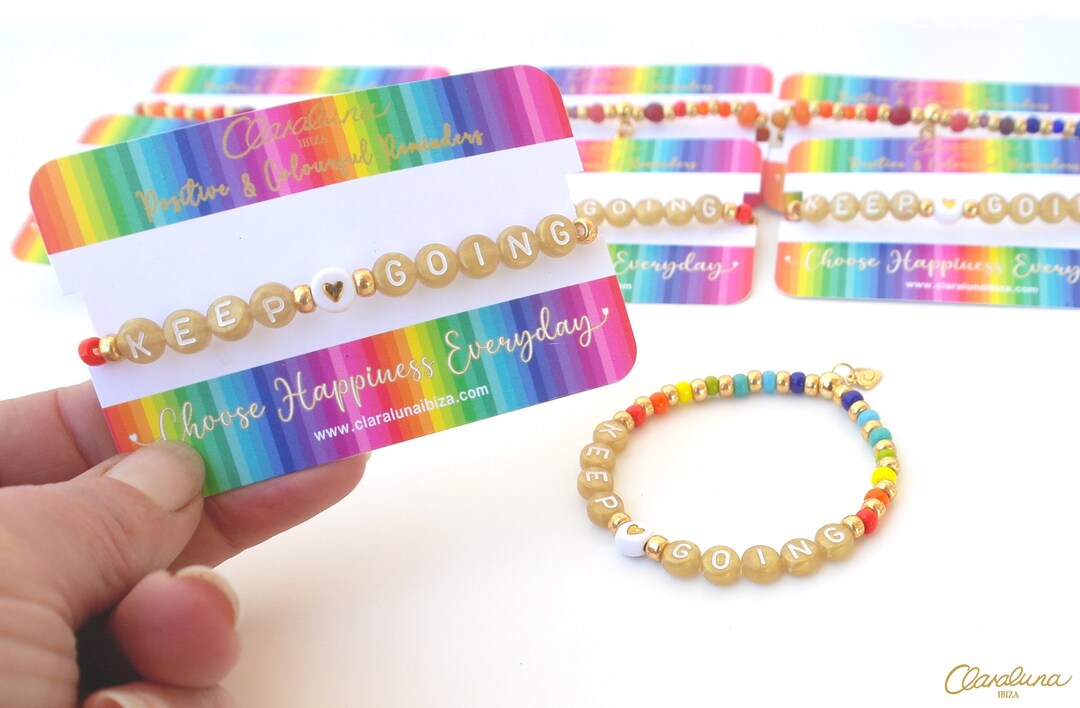 Keep Going Letter Bead Bracelet A Positive and Happy Bead Bracelet With ...