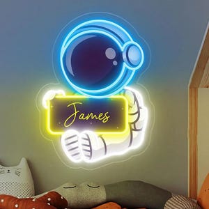 Custom Astronaut Neon Sign for Kids, Space Neon Name Sign,Neon Sign Custom Wall Art,Led Sign,Led Name Sign,Nursery Decor,Personalized Gifts
