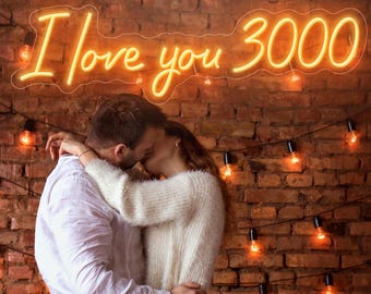 Placa de neon "Eu te amo" 3000, placa de boas-vindas personalizada para casamento, decoração para festa de noivado, presente de aniversário de casamento, arte de parede romântica com LED para casais