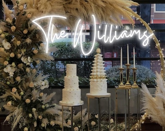 Placa de LED Neon Personalizada com Nome - Vintage Operada por Bateria | Decoração de Casamento Personalizada, Luz para Recepção de Casamento, Placa Personalizada para Chá de Panela