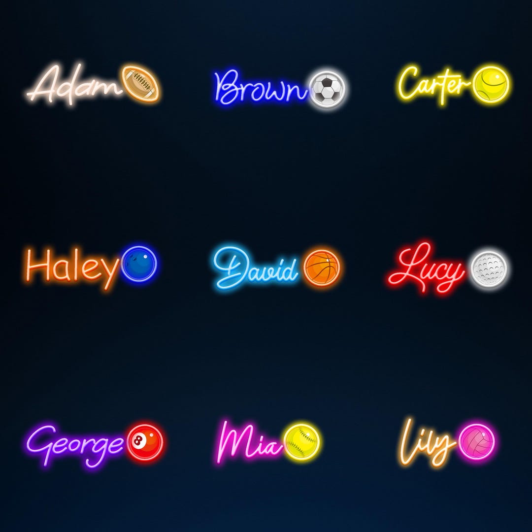Sports Sign Custom Sport Neon Name Sign, Personalized Football Neon Sign for Kids ...