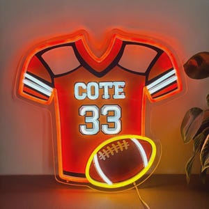 Letrero de neón de fútbol personalizado, letrero de neón con nombre personalizado, regalos de fútbol, letrero de neón deportivo con luz LED de fútbol, regalo para niños, regalo para fanáticos del fútbol