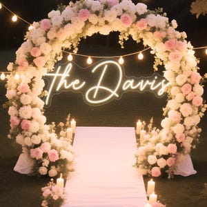 Letrero de neón personalizado para boda, letrero con nombre de familia, decoración de boda, luz de neón LED para boda, fondo de pared para boda