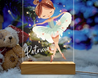 Luz noturna de balé personalizada, luminária infantil personalizada, decoração de quarto de menina, presente de aniversário para pequena dançarina, presentes para crianças, presente de Natal