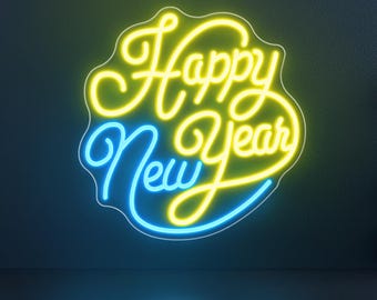 Letreiro de neon LED de Feliz Ano Novo 2026, decoração personalizada para festa, arte de parede para casa e presente festivo para família, letreiro de neon para celebração de feriados