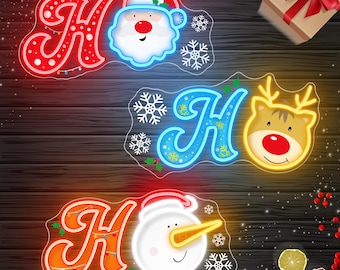 HO Neon Sign - Vintage Cute LED Christmas Lights for Home Bedroom Living Room Kitchen, Neon for Christmas Indoor Decor & Family Gift