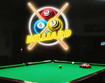 Personalized Billiard Neon Sign, Handmade LED Sign Gift for Billiards Lovers, Billiard Room Decor, Stylish Bar Decor, Retro-Inspired Sign