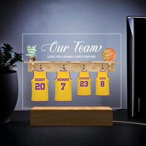 Custom Basketball Shirt Night Light, Personalized Sport Family Reunion Lamp, Living Room Decorative Light, Unique Christmas Gift, Home Decor