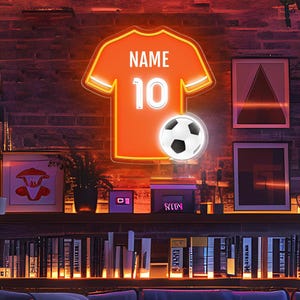 Placa de neon de futebol personalizada, Placa de neon de futebol personalizada, Decoração de parede de futebol, Presente para torcedor, Presente para jogador de futebol, Placa de neon personalizada, Presente personalizado