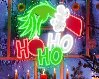 Placa de neon HOHOHO - Luzes de LED vintage fofas de Natal para casa, quarto, sala de estar, cozinha, neon para decoração de interiores de Natal e presente para família