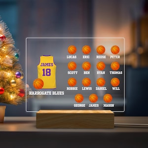 Custom Basketball Shirt Night Light, Team Members Name Lamp, Personalized Sports Team Lamp, Basketball Player Gift, Christmas Gift for Kids