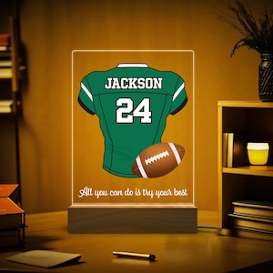 Custom Football Night Light, Personalized Sports Lamp, football Jersey LED Light, Kids Football Room Decor, Christmas Sports Gifts for Boys