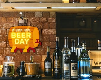 Beer Day Neon Sign, Beer Enthusiast Gift, Beer Decor, Beer Man Cave Sign, Beer bar Sign, Home Bar  Sign, Personalized Gift for Beer Lovers