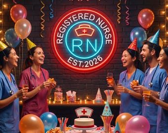 Registered Nurse Neon Sign,RN Badge LED Light,Nurses Week Decor,Clinic Wall Art,Nurse Station Light,Hospital Breakroom Decor,RN Gift