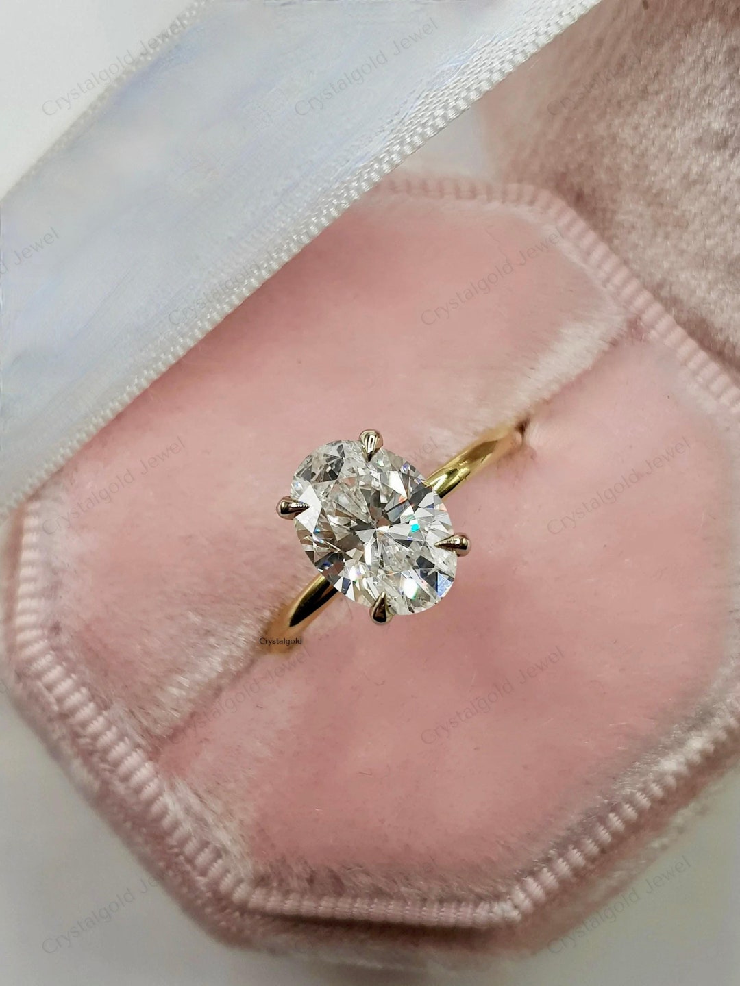 2 CT Oval Cut Moissanite Wedding Ring, 14K Solid Gold Engagement Ring ...