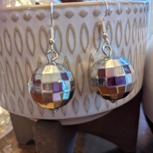 Silver Disco Ball Earrings