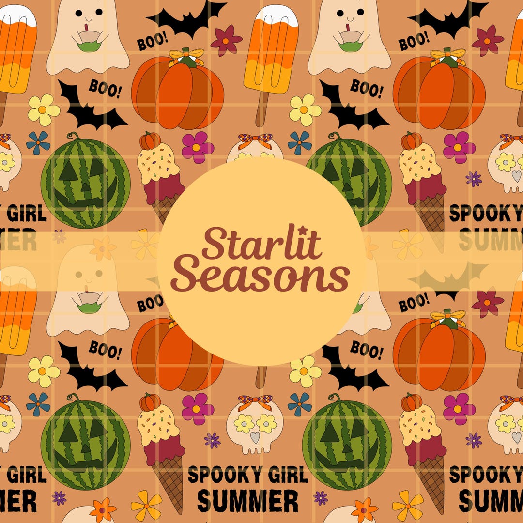 Spooky Summerween Seamless File, Summer Halloween Repeat Surface ...