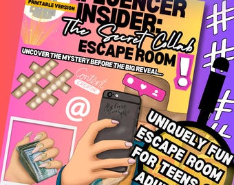 Escaperoom voor meisjes | Escaperoom voor tieners | Escape Room Voor Tweens | Influencer Insider Afdrukbare Escape Room |