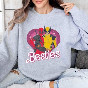 Cute Deadpool Wolverine Besties Forever T-shirt, Wolverine Deadpool Movie Sweatshirt, Superhero Best Friends Shirts, Men&#39;s and Women&#39;s Shirt