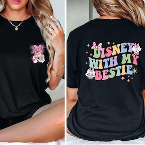Chemise Minnie Daisy Disney With My Bestie recto-verso, cadeau vintage WDW Disneyland Castle, chemise de voyage pour filles Disney, collations Disney