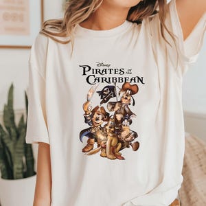 Vintage Pirates of The Caribbean Disneyworld Shirt, Comfort Colors® Mickey Goofy Pluto Donald  Caribbean Shirt, Disneyland Pirate Shirt