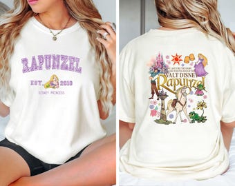 Retro Rapunzel Tangled Two sided Comfort Colors Shirt, Floral Rapunzel Shirt, WDW Disney Princess Shirt, Disney Rapunzel Shirt