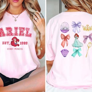 Retro Little Mermaid Shirt, Disney Princes Ariel Coquette Two sided Comfort Colors Shirt, Magic Kingdom Shirt, Disney Girls Trip Tee