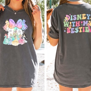 Disney With My Bestie Princess Shirt, Minnie Head Princess Comfort Colors Shirt, Disney World Girls Trip T-shirt, Magic Kingdom Shirt