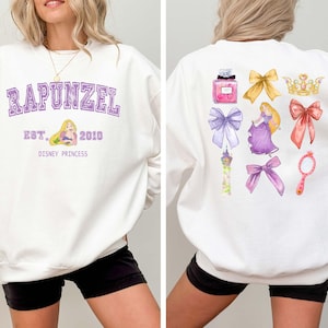 Rapunzel Sweatshirt, Two sided Princes Rapunzel Tangled Coquette Bow Sweatshirt, Magic Kingdom Sweater, Disney Girls Trip Hoodie