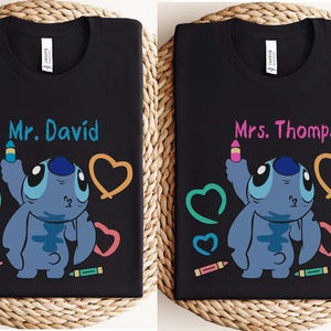 Custom Stitch Teacher Shirt, Teacher Gift, Personalized Disney Classroom Shirt, Custom School Shirt,  Stitch First Day Of School Tee