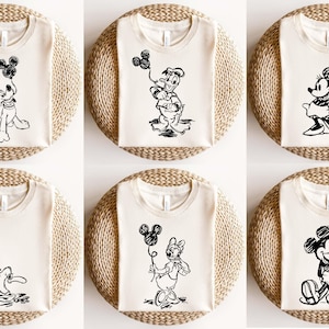 Mickey Minnie Daisy Donald Goofy Pluto Sketch Shirt, Disney Family T-shirt, Disney Sketch Shirt, Disney Trip Tee, Sketch Disney Shirt,