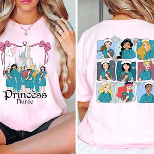 Coquette Bows Disney Princesses Nurse T-shirt, Nursing School Gift, Disney Nurse shirts, Women Disney Trip shirt, Comfort Colors Shirt