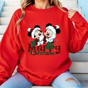 Minnie Mickey Merry Christmas Sweatshirt, Disney Christmas Sweatshirt, Christmas Mickey And Minnie Plaid Sweatshirt, Christmas Family Sweat
