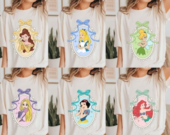 Retro Disney Princess Shirt, Coquette Disney Princess Women Tee, Comfort Colors Disney Girl Trip Tee, Disney Group Shirt,Princess Mirror Tee