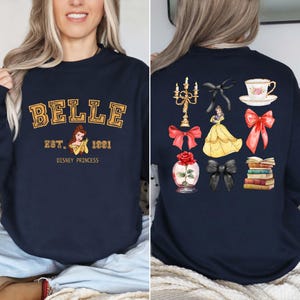 Disney Belle Sweatshirt, Two sided Princes Belle Coquette Bow Sweatshirt, Magic Kingdom Sweater, Disney Girls Trip Hoodie