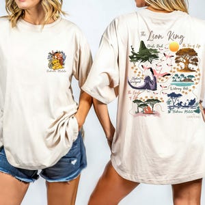 T-shirt Disney Le Roi Lion, carte recto-verso du Roi Lion, chemise couleurs confort Pride Rock Hakuna Matata, royaume des animaux, voyage Walt Disney World