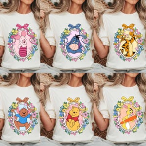 vintage chemise miroir aquarelle ourson et ses amis, chemise coquette Winnie l'ourson et ses amis couleurs confort, T-shirt assorti du groupe Disney