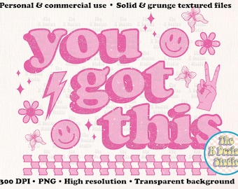 you got this png, smiley face pink png, pink stars png, Digital Download, Shirt Designs, trendy sublimation, you got this graphic, pink