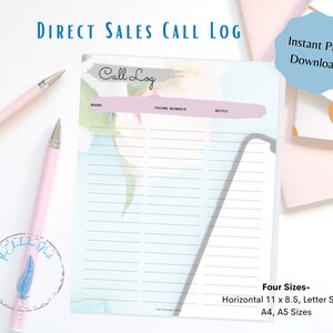 Direct Sales Call Log | Networking Call Tracker | Direct Sales MLM Call Log | Customer Call Log